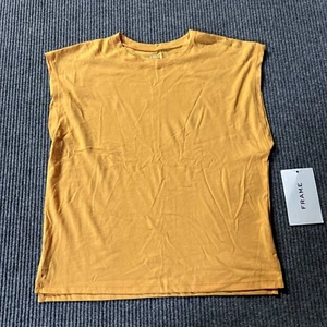 Camicia Frame Donna XS Giallo Senape Senza Maniche Elasticizzata Mid Muscle Crew - Foto 1 di 8