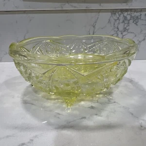 Footed Yellow Crystal Candy/Serving Bowl - Picture 1 of 10