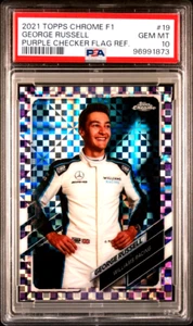 2021 Topps Chrome F1 George Russell /199 Purple Checker Flag Refractor 19 PSA 10 - Picture 1 of 4