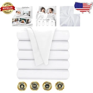 Luxury White Twin Flat Sheets - 6 Soft Microfiber Sheets for Homes & Hotels - Picture 1 of 11