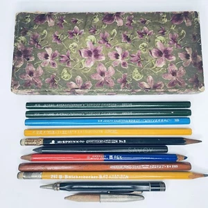 Antique 10 Pencils and Case American Pencil co Arthur Johnson Sir Joseph Causton - Picture 1 of 24