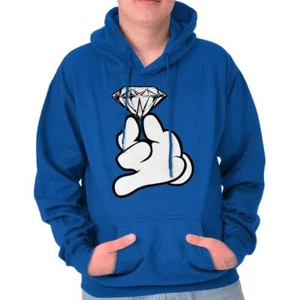 Animated Cartoon Glove Hand Holding Diamond Womens Hooded Sweatshirts Hoodies - Picture 1 of 14