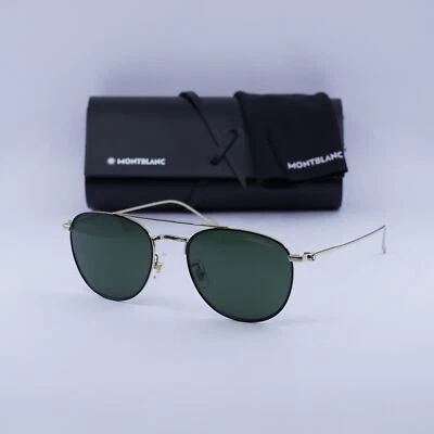 Очки солнцезащитные Montblanc MB0211S 008 золотистые/зеленые 55-20-145 новые подлинные - Изображение 1 из 4