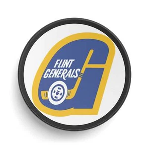Flint Generals Michigan Hockey Puck - Foto 1 di 5