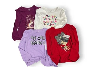 365Kids Garanimals Girls Shirts LOT OF 4 sz 8 Long Sleeve Graphic Sparkle Ruffle - Picture 1 of 3