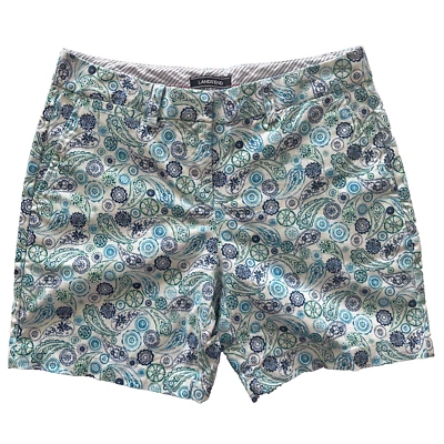 Шорты-чино Land's End женские размер 6P 6 миниатюрные белые синие пейсли средняя посадка - Изображение 1 из 4