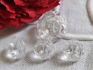 Lot 4 boutons anciens en verre bombé transparent 1,1 cm et 1,8 cm G11F - Picture 1 of 4