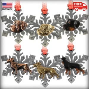 Pewter Dog Rottweiler Snowflake Christmas Tree Ornaments, Made in the USA - Picture 1 of 9