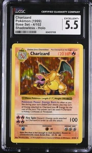 CGC 5.5 Charizard 1999 Base Set 4/102 Shadowless Holo Pokemon Karte - Bild 1 von 2