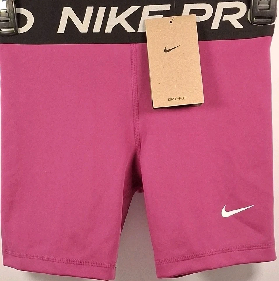 Nike Pro FB1081-518 Big Kids' Medium Girls' Dri-FIT 5" Shorts, Hot Fuchsia - Image 1 of 2