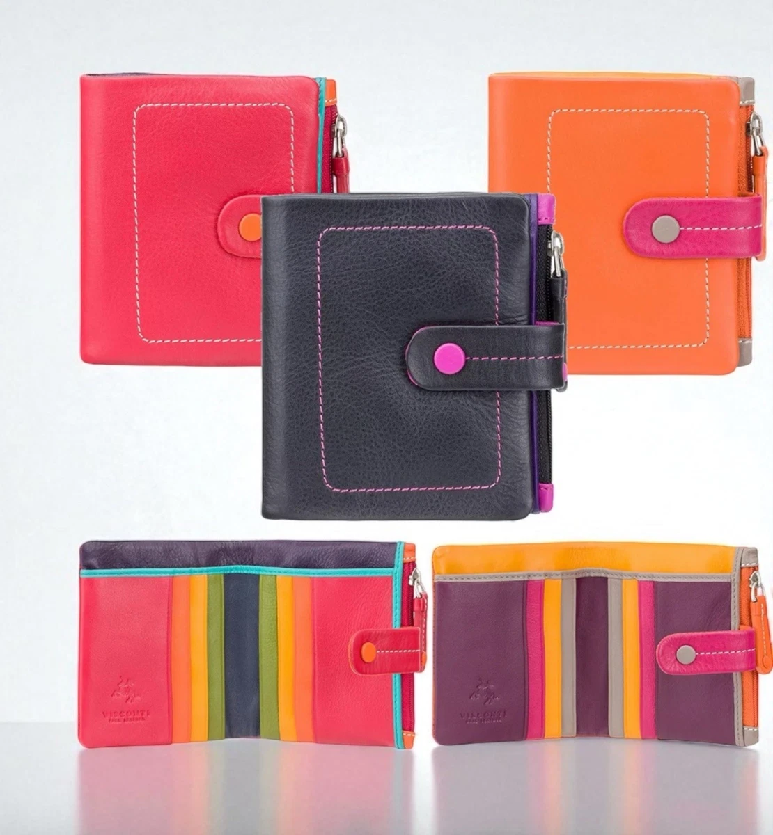 Visconti Women's Large Flap Over Polka Dot Wallet - Classic Multi-Colored Design
