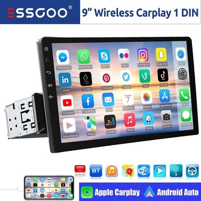 9 Inch Single 1 DIN Car Stereo Head Unit Apple Carplay Android Auto HD Radio SWC - Image 1 of 4