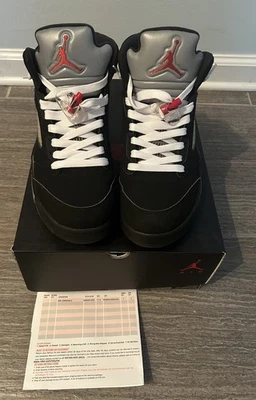 Nike Air Jordan 5  V High  Retro  Black Metallic Silver 2016 Sz 11.5 Box Receipt - Image 1 of 4