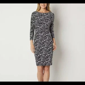 Black Label By Evan-Picone Women's 3/4 Sleeve Black White Knee Length Sz 4 NWT - Picture 1 of 11