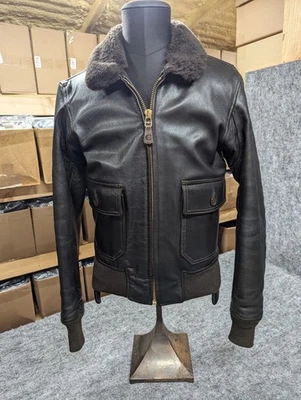 Кабина типа G1 козлиная кожа USN полета / bomber куртка Sz 36 с воротником из овчины - Изображение 1 из 4