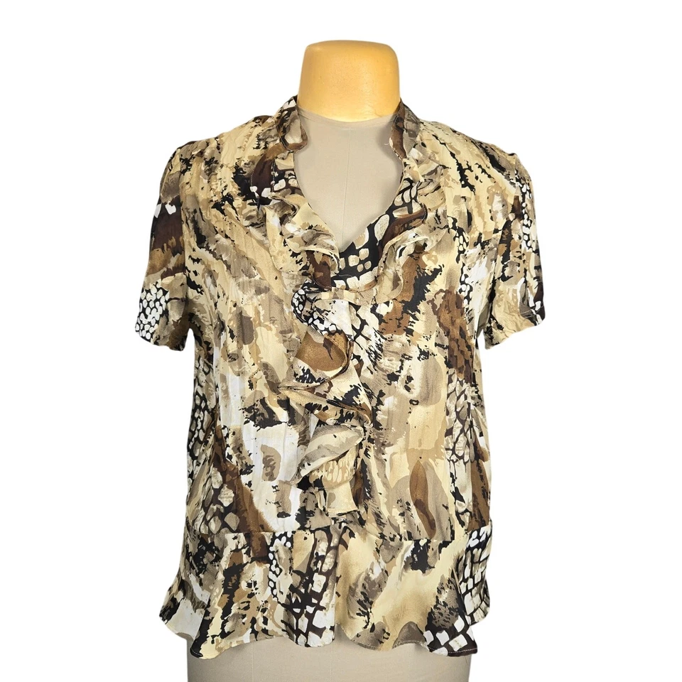 Женский топ Hayley Matthews размер XL на пуговицах с оборками спереди женский струящийся прозрачный повседневный - Изображение 1 из 4