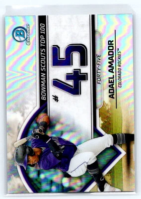 Adael Amador Bowman Scouts Top 100 2023 Bowman #BTP-45 Colorado Rockies - Image 1 of 2