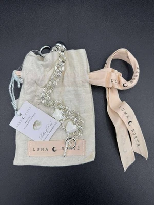 Luna Norte Charm Bracelet Silver Heart Star Flower Mother Of Pearl Toggle NEW - Image 1 of 4