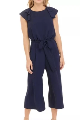 Mono corto Vince Camuto para mujer azul marino con volantes pierna ancha talla 14 Foto 1 de 4