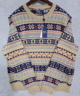 Suéter Polo Ralph Lauren Masculino Mistura de Lã Olah Creme GG Etiqueta Azul Novo com etiquetas - Imagem 1 de 4