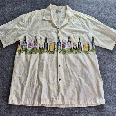 Camisa Hawaiana Aloha Republic Para Hombres 2XL Floral Cerveza Gráfico Algodón Abotonada Foto 1 de 4