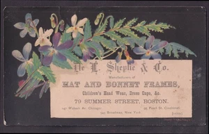 De L Sheplie Hat & Bonney Frames Boston MA trade card - Picture 1 of 1