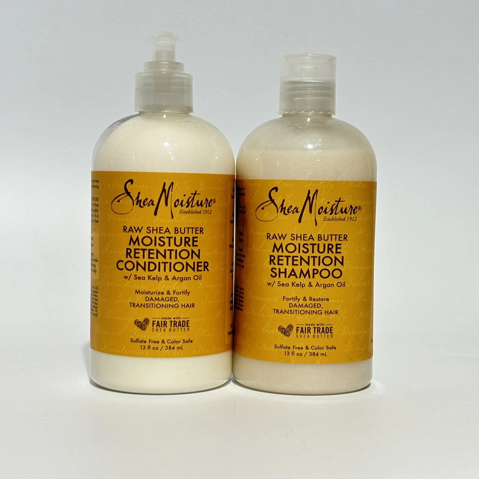 🔥✅ Shea Moisture Raw Shea Butter Moisture Retention Shampoo & Conditioner 13oz - Image 1 of 2