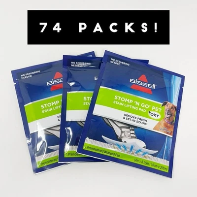 74-pack BISSELL Stomp N Go Pet Stain Lifting Pad +OXY New - Image 1 of 3