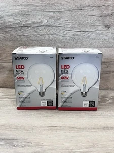Set Of 2 Satco S9566 6.5G40 LED 6W 120V Medium E26 Clear 2700K Warm White - Picture 1 of 2