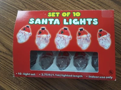 Juego de 10 luces de cadena vintage de Papá Noel Foto 1 de 4