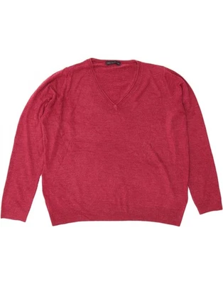 MARKS & SPENCER Womens Oversized V-Neck Jumper Sweater UK 20 2XL Burgundy DS29 - Image 1 of 3