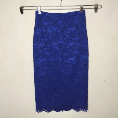 Falda lápiz Nicole Miller Artelier floral de encaje talla 2 para mujer midi azul Foto 1 de 4