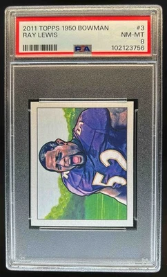 Topps Ray Lewis 1950 Bowman #3 Ravens 2011 PSA 8 Foto 1 de 2