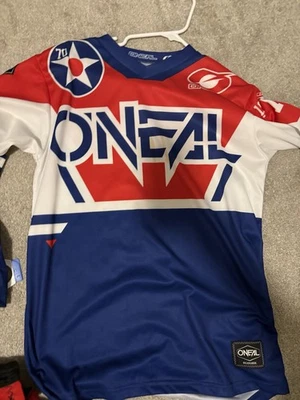 Camiseta deportiva O'Neal Racing Super Motocross Dirtbike ATV SXS para hombre pequeña blanca azul Foto 1 de 3