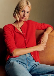 SEZANE GASPARD CARDIGAN Women's SZ S Sweater RED Super Kid Mohair - Picture 1 of 6
