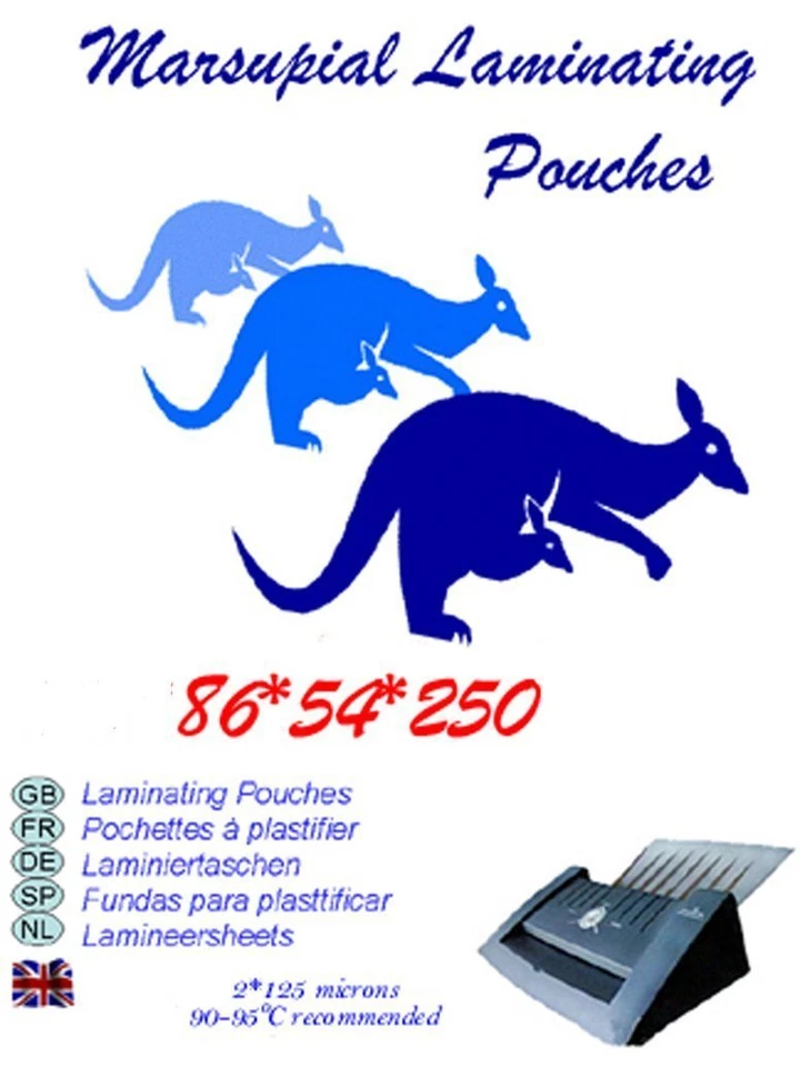 Credit Card size ID laminating pouches 54*86 mm 250 micron pick a quantity - Image 1 of 1