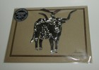 Alessaro Designs Longhorn Cattle Ornament on Card New Keepsake Hand Made Forged