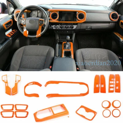 Juego de molduras de control central interior naranja 19 piezas para Toyota Tacoma 16-22 Foto 1 de 4