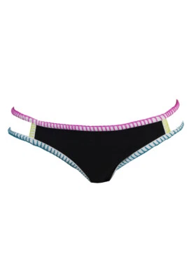 Parte inferior de bikini Hula Honey negro blanco bloqueado de color tiro bajo S Foto 1 de 3