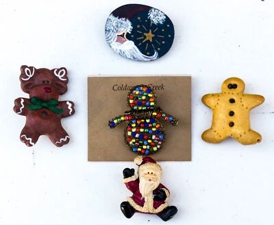 Lote de 5 Broche/Pin Vacaciones Navidad Varios Materiales - 1 Coldwater Creek Foto 1 de 2