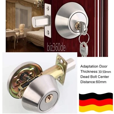 Riegelschloss 30mm-50mm Türzusatzschloss Zusatzschloss Außenzylinder Drehknauf - Bild 1 von 4