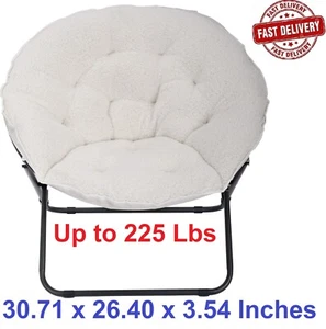 Mainstays Saucer Chair, White Faux Shearling Free Shipping - Picture 1 of 7