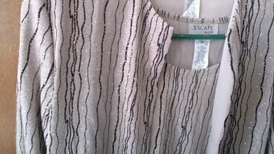 Camiseta sin mangas 2 piezas BLING talla M Xscape Petite Twinset con chaqueta a juego formal elegante Foto 1 de 4