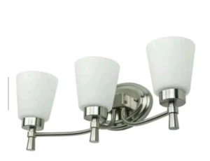 Faymart 45843 3-Light Brushed Nickel Vanity Light with Frosted Opal Glass Shade - Picture 1 of 1