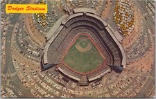 Vintage 1960s DODGER STADIUM Postcard Baseball / Aerial View Los Angeles CA