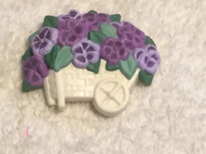 Vintage Purple Pansy Flower Cart Spring Hallmark Cards Plastic Brooch Pin - Picture 1 of 4