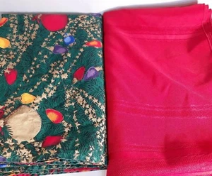 Lot of 2 Cotton Table Runner and Cloth Covers Christmas BrightColors Lrge  5x7'  - Picture 1 of 7