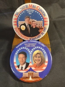 1997 Presidential Inauguration Buttons First Family Hillary Bill Clinton Al Gore - Picture 1 of 7