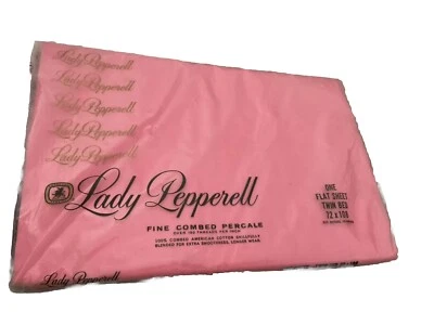 Nueva sábana plana doble rosa polvorienta rosa percal fina peinada Lady Pepperell EE. UU. DE COLECCIÓN Foto 1 de 4