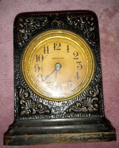 ANTIQUE WESTCLOX IRON CLAD 600  5in. ALARM CLOCK Cast Iron Cover
